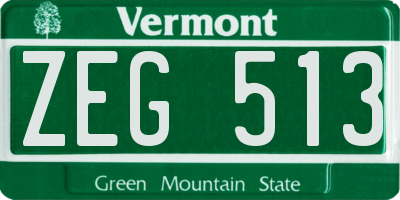 VT license plate ZEG513