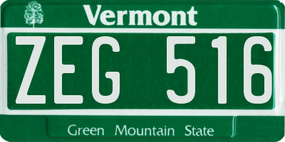 VT license plate ZEG516