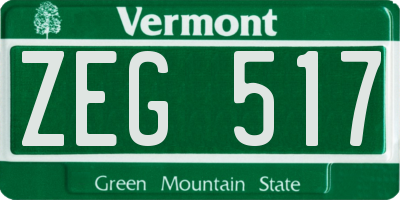 VT license plate ZEG517