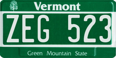 VT license plate ZEG523
