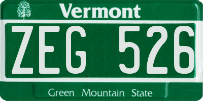VT license plate ZEG526