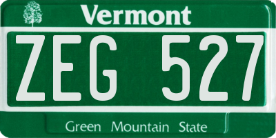 VT license plate ZEG527
