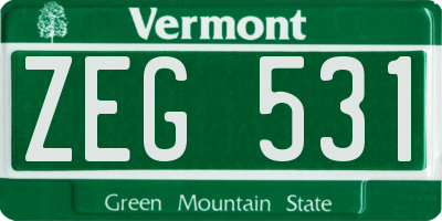 VT license plate ZEG531