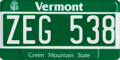 VT license plate ZEG538