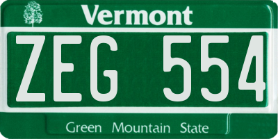VT license plate ZEG554
