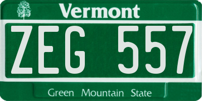 VT license plate ZEG557
