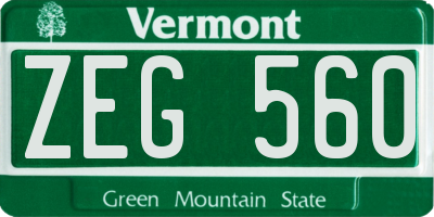 VT license plate ZEG560