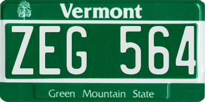 VT license plate ZEG564