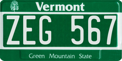VT license plate ZEG567