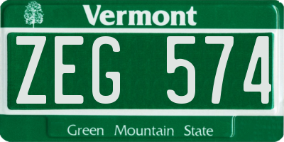 VT license plate ZEG574
