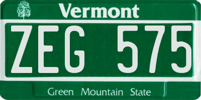 VT license plate ZEG575