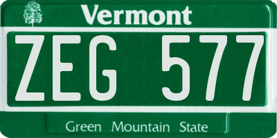 VT license plate ZEG577
