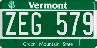 VT license plate ZEG579
