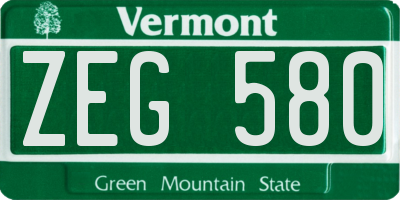 VT license plate ZEG580