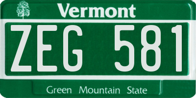 VT license plate ZEG581