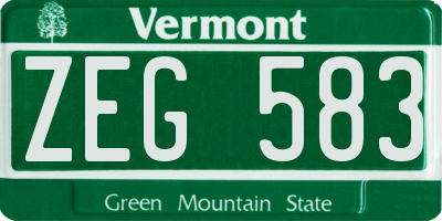 VT license plate ZEG583