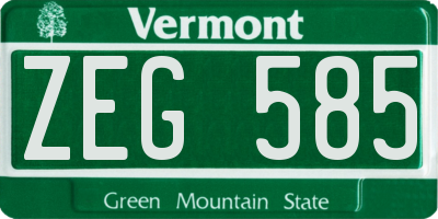 VT license plate ZEG585