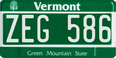 VT license plate ZEG586