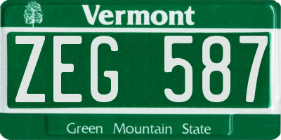 VT license plate ZEG587