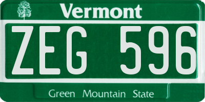 VT license plate ZEG596