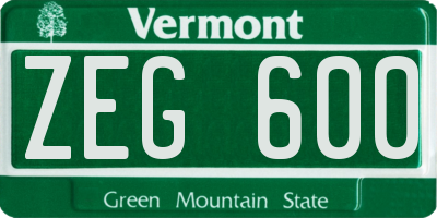 VT license plate ZEG600