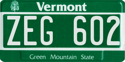 VT license plate ZEG602