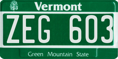 VT license plate ZEG603
