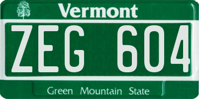VT license plate ZEG604