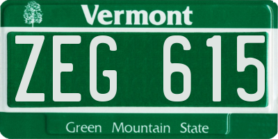 VT license plate ZEG615