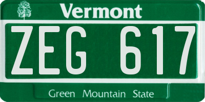VT license plate ZEG617