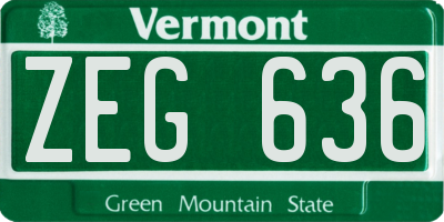 VT license plate ZEG636