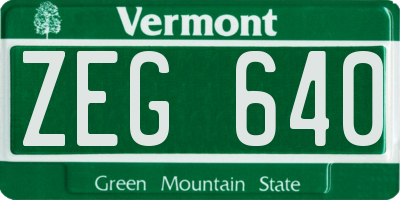 VT license plate ZEG640