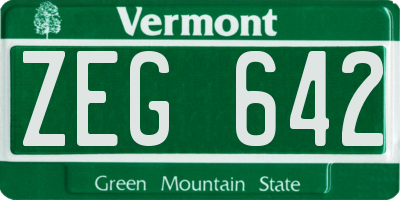 VT license plate ZEG642