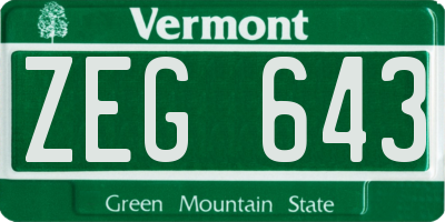 VT license plate ZEG643