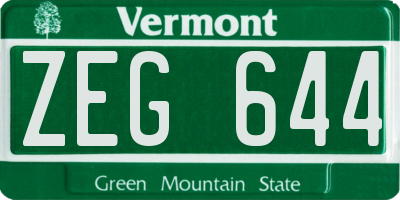 VT license plate ZEG644