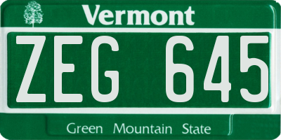 VT license plate ZEG645