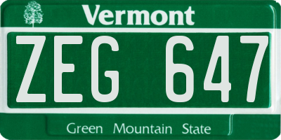 VT license plate ZEG647