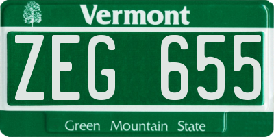 VT license plate ZEG655