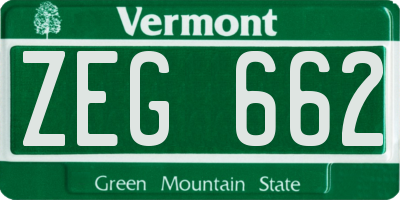 VT license plate ZEG662