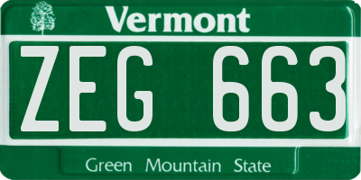 VT license plate ZEG663