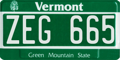 VT license plate ZEG665