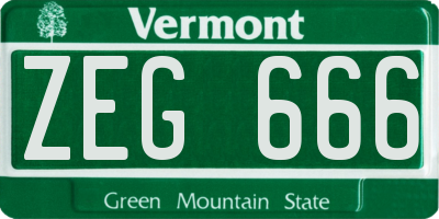 VT license plate ZEG666