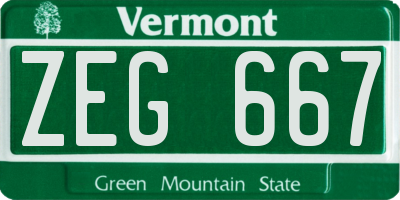 VT license plate ZEG667