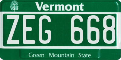 VT license plate ZEG668
