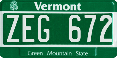 VT license plate ZEG672