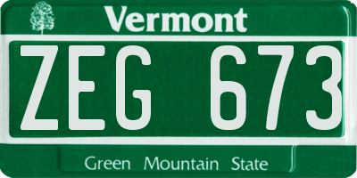 VT license plate ZEG673