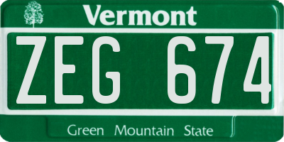 VT license plate ZEG674