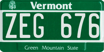 VT license plate ZEG676