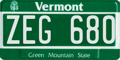 VT license plate ZEG680