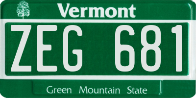 VT license plate ZEG681